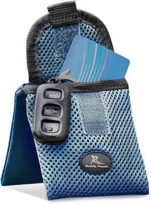 Running Buddy Magnetic Buddy Pouch - Mini | Beltless, Chafe & Bounce Free | Water-Resistant & Magnetic Closure | For Running, Walking, Traveling & More | For Men & Women | 3-3/4” Long x 4” Wide | Blue