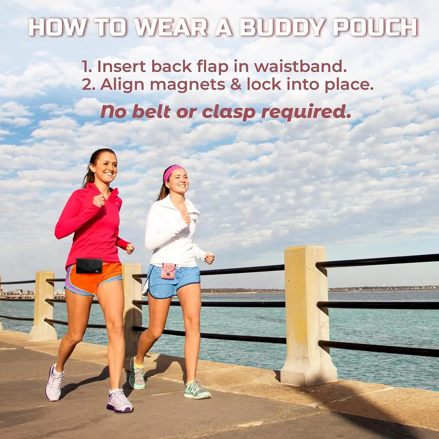 Running Buddy Magnetic Buddy Pouch - Mini | Beltless, Chafe & Bounce Free | Water-Resistant & Magnetic Closure | For Running, Walking, Traveling & More | For Men & Women | 3-3/4” Long x 4” Wide | Blue