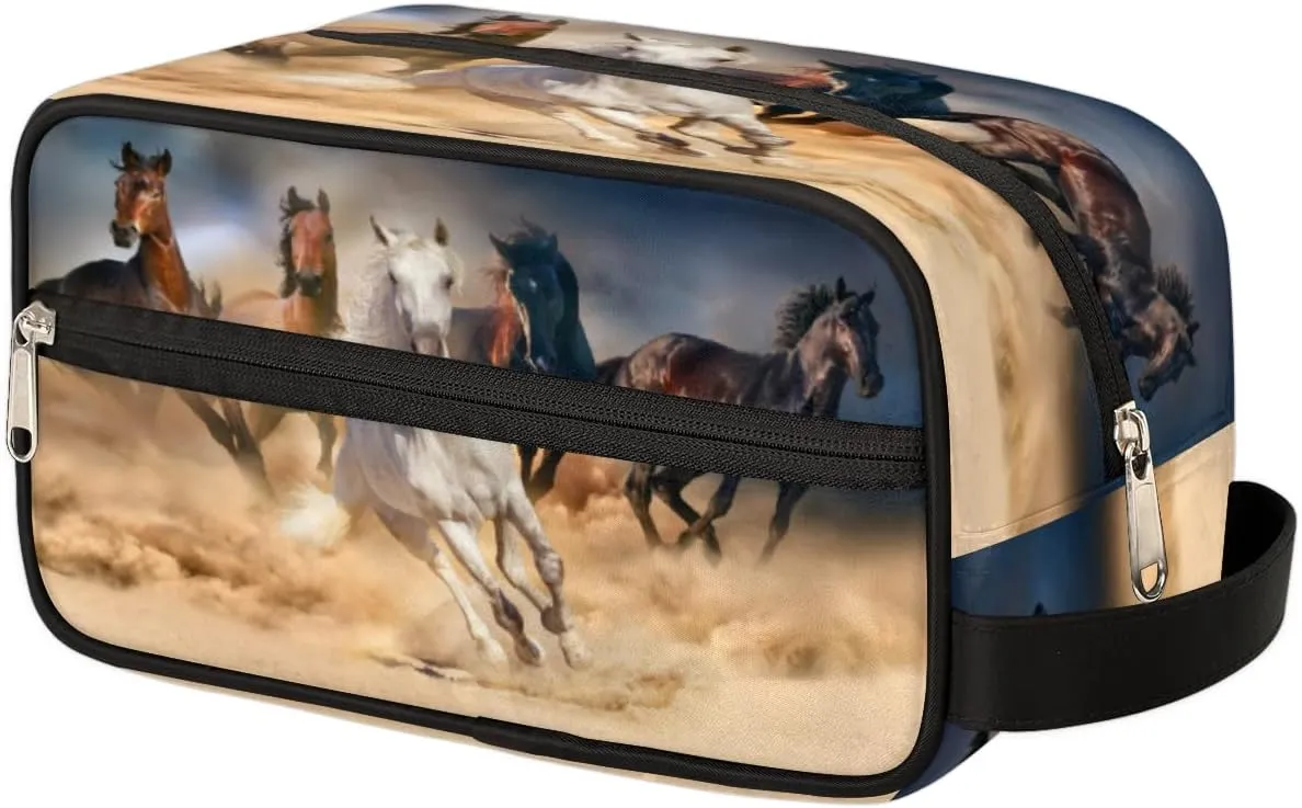 Running Horse Toiletry Bag for Women and Men Shaving Bag with Handle Dopp Kit Toiletry Organizer for Travel for Toiletries Accessories