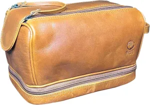 RusticTown Leather Toiletry Bag for Men - Travel Shaving Dopp Kit - Bathroom Shower Toiletries Organizer - Cosmetic Make up Bag for Women