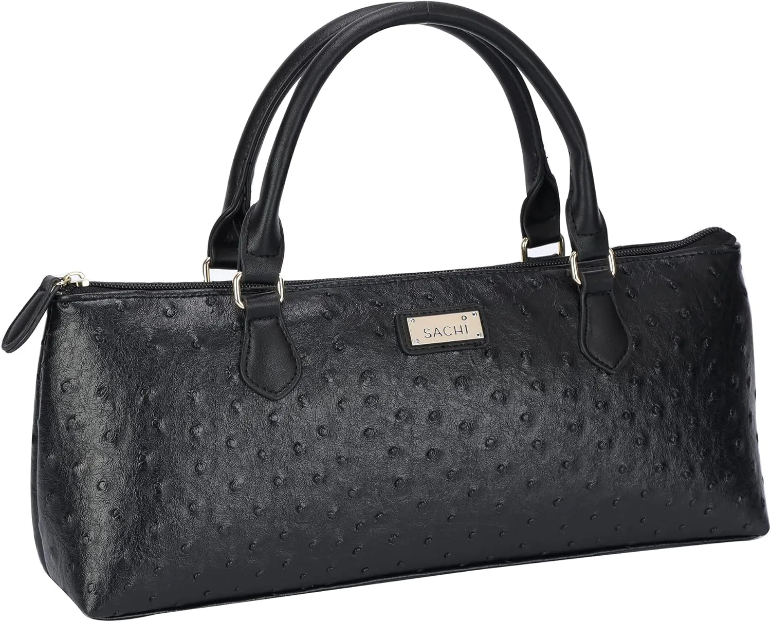 Sachi La Soir'ee Insulated Wine Purse Clutch (Black Ostrich)