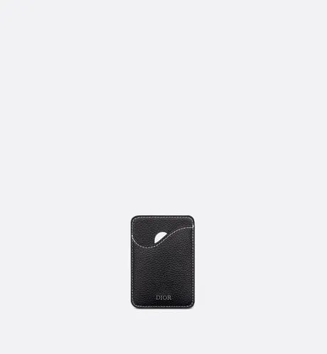 Saddle Magnetic Card Holder • Black Grained Calfskin