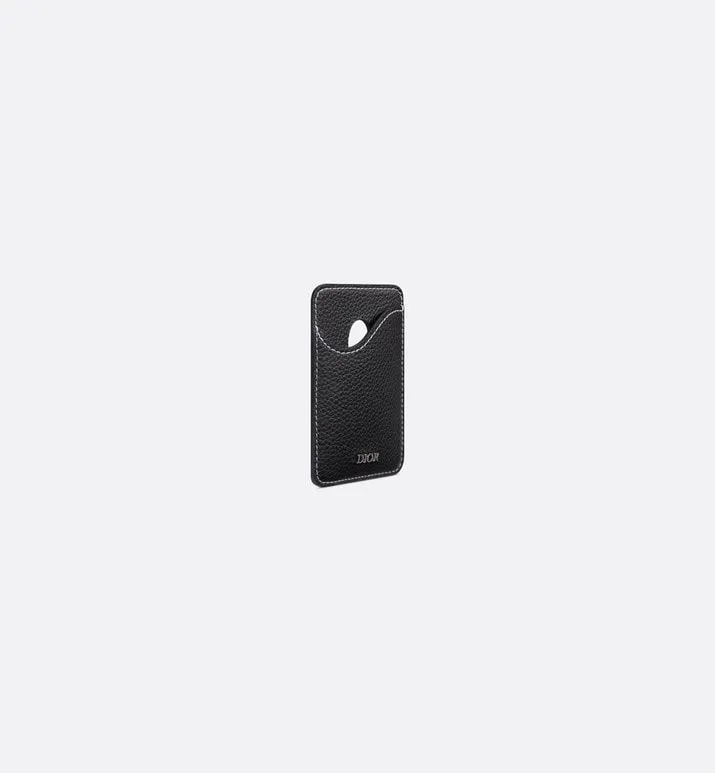 Saddle Magnetic Card Holder • Black Grained Calfskin
