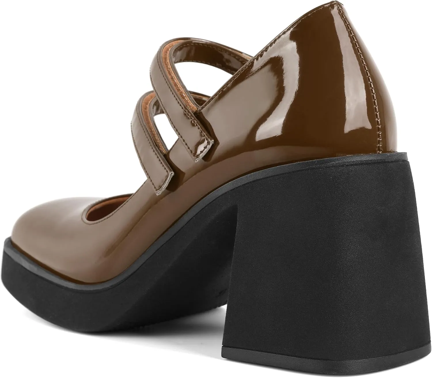 SAMMITOP Women's Platform Mary Jane Pumps Two Strap Square Toe Chunky Block High Heels Fashion Wedding Party Shoes 3.5 Inch