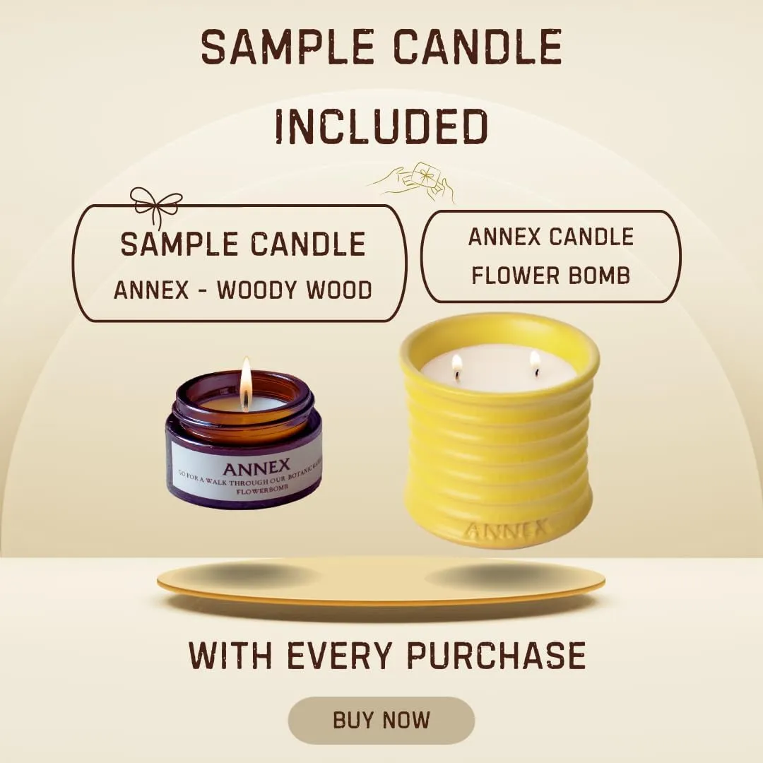 Scented Luxury Candles in Handmade Ceramic Jars, Soy Wax | Flower Bomb – Lily of The Valley & Jasmine, Large Candle | Non Toxic, 2 Wicks, Reusable Yellow Jar | Natural Spring Aromatherapy for Women