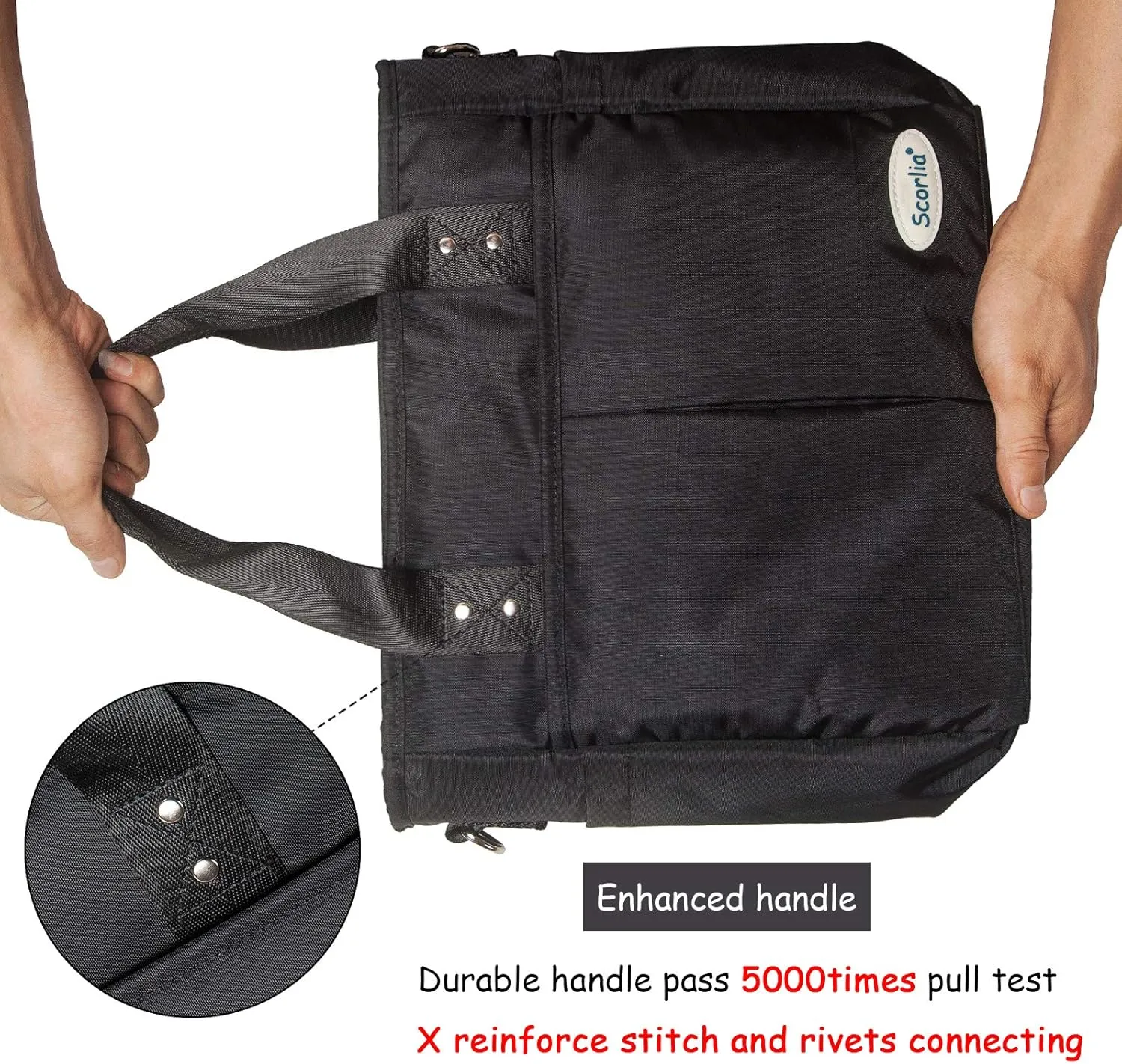 Scorlia Insulated Lunch Bag, Extra Large Lunch Tote Bag With Removable Shoulder Strap, Durable Reusable Cooler lunch Box Bag with Side Pockets, Tall Drinks Holder for Women Men Work, Black