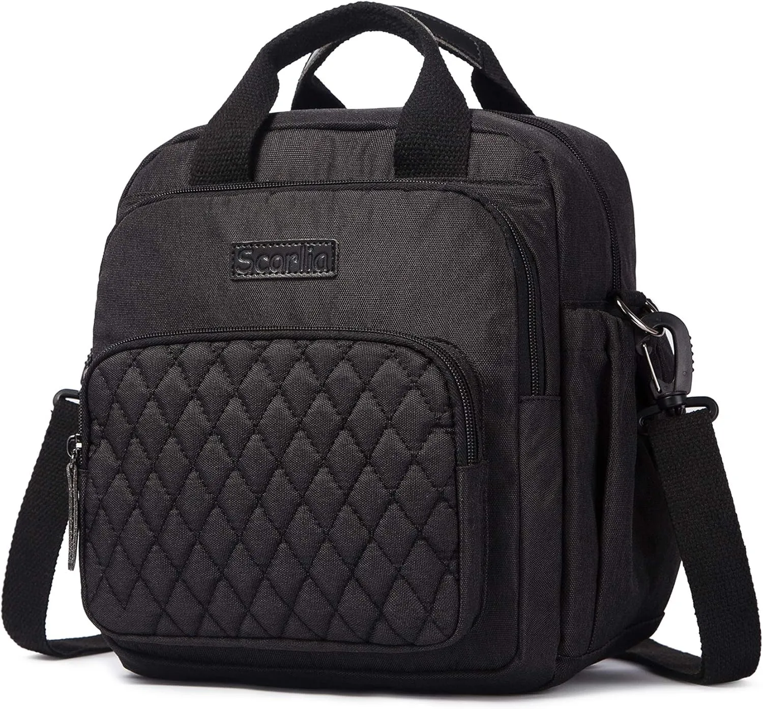 Scorlia Insulated Lunch Bag Thermal Rucksack, 3 in 1 Convertible Lunch Tote with Side pockets for Women, Tall lunch Cooler Box with Drinks Holder for Office, Beach, Picnic, Black