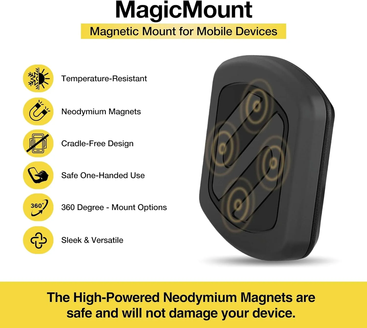 Scosche MAGDMB MagicMount Magnetic Phone Mount for Car, Dashboard Cell Phone Holder with 360° Adjustable Magnet Head, Universal Phone Stand for Car Compatible with iPhone, Samsung, and All Devices