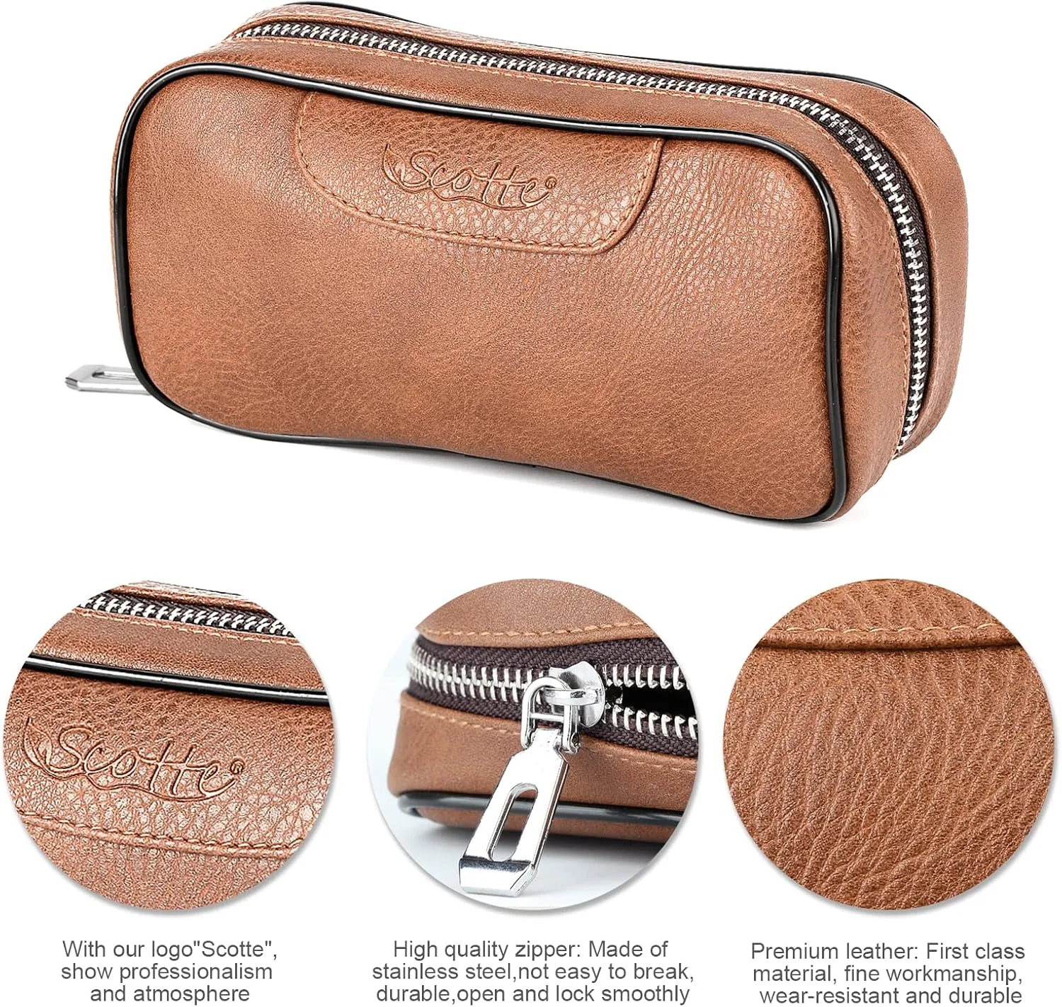 Scotte PU Leather Tobacco Smoking Wood Pipe Pouch case/Bag for 2 Tobacco Pipe and Other Accessories(Does not Include Pipes and Accessories)