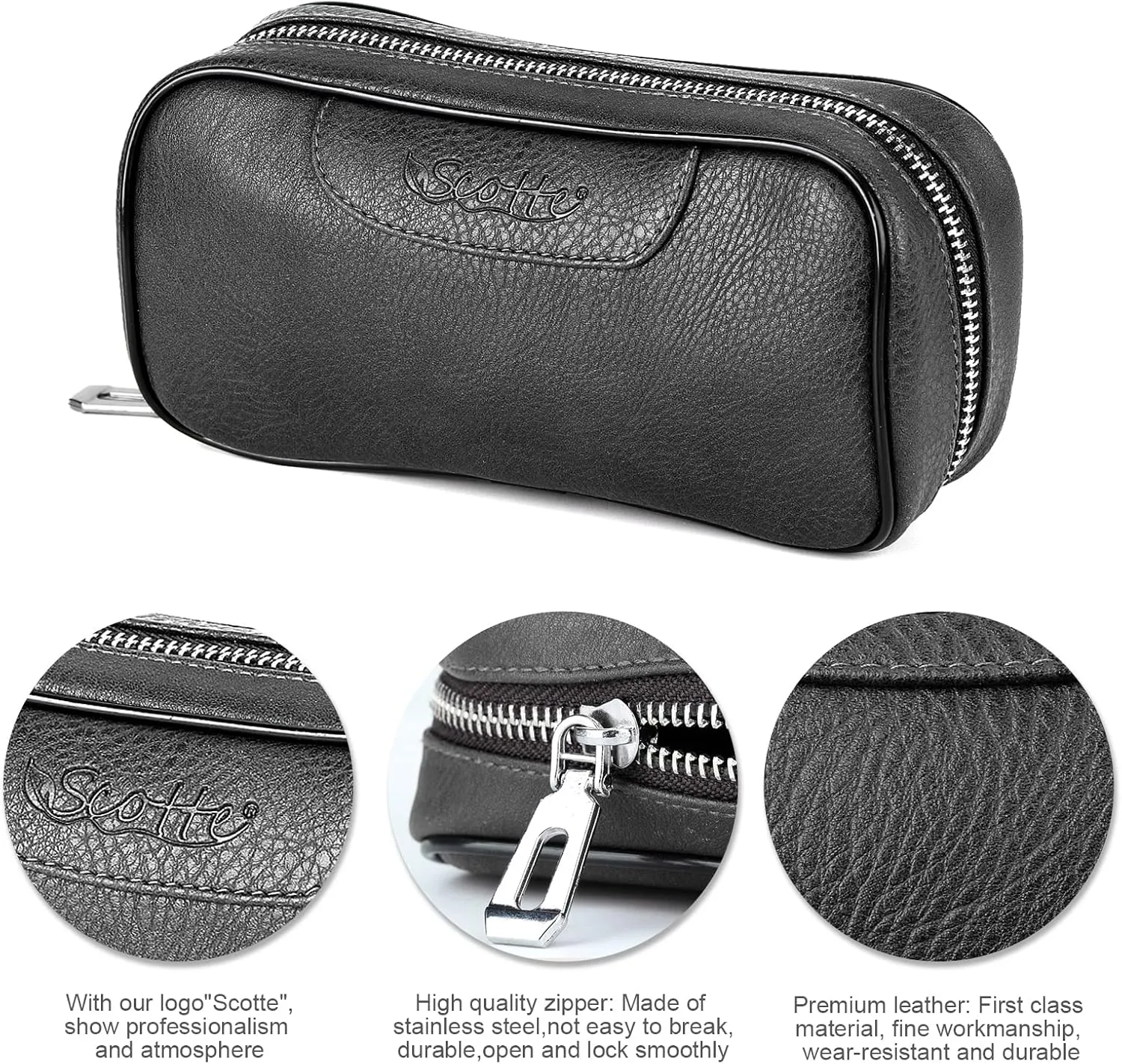 Scotte PU Leather Tobacco Smoking Wood Pipe Pouch case/Bag for 2 Tobacco Pipe and Other Accessories(Does not Include Pipes and Accessories)