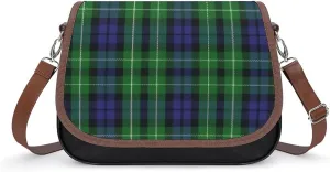 Scottish Clan Murray Tartan Plaid Leather Decorative Crossbody Strap Backpack, Large Capacity Shoulder Bag