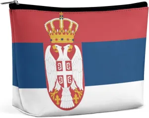 Serbia Flag Travel Friendly Makeup Bag Compact Waterproof Cosmetic Pouch Organizer for Women