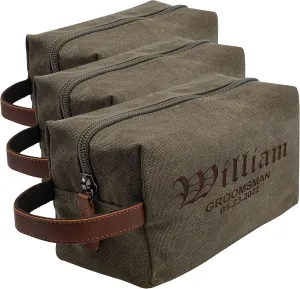 Set of 3 - Groomsmen Gifts for Wedding, Personalized Embroidered Groomsman Toiletry Bags - 8 Thread Colors - Groomsman Proposal Gift Idea - Army