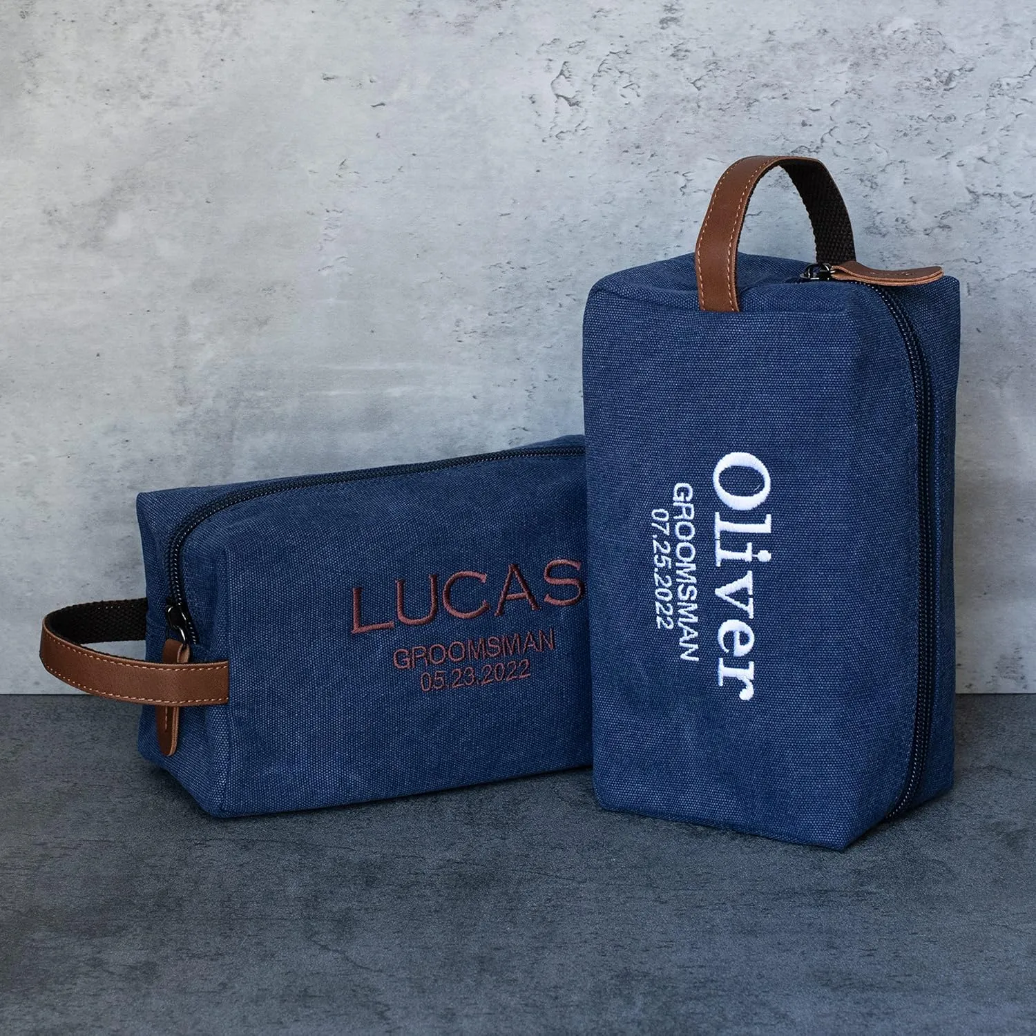 Set of 3 - Groomsmen Gifts for Wedding, Personalized Embroidered Groomsman Toiletry Bags - 8 Thread Colors - Groomsman Proposal Gift Idea - Army