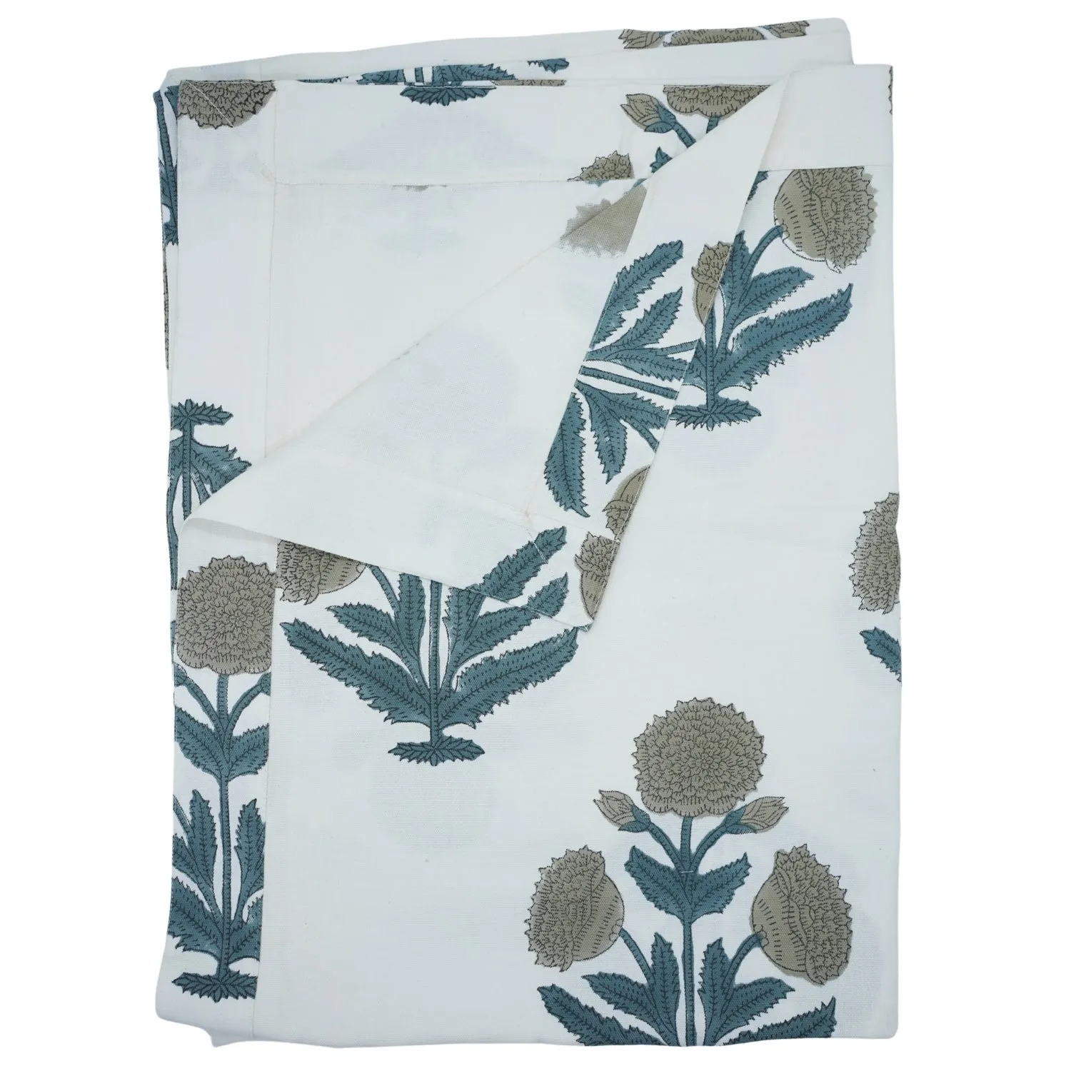 Set Of 4 Floral Grey Block Printed Table Napkin-Badshah