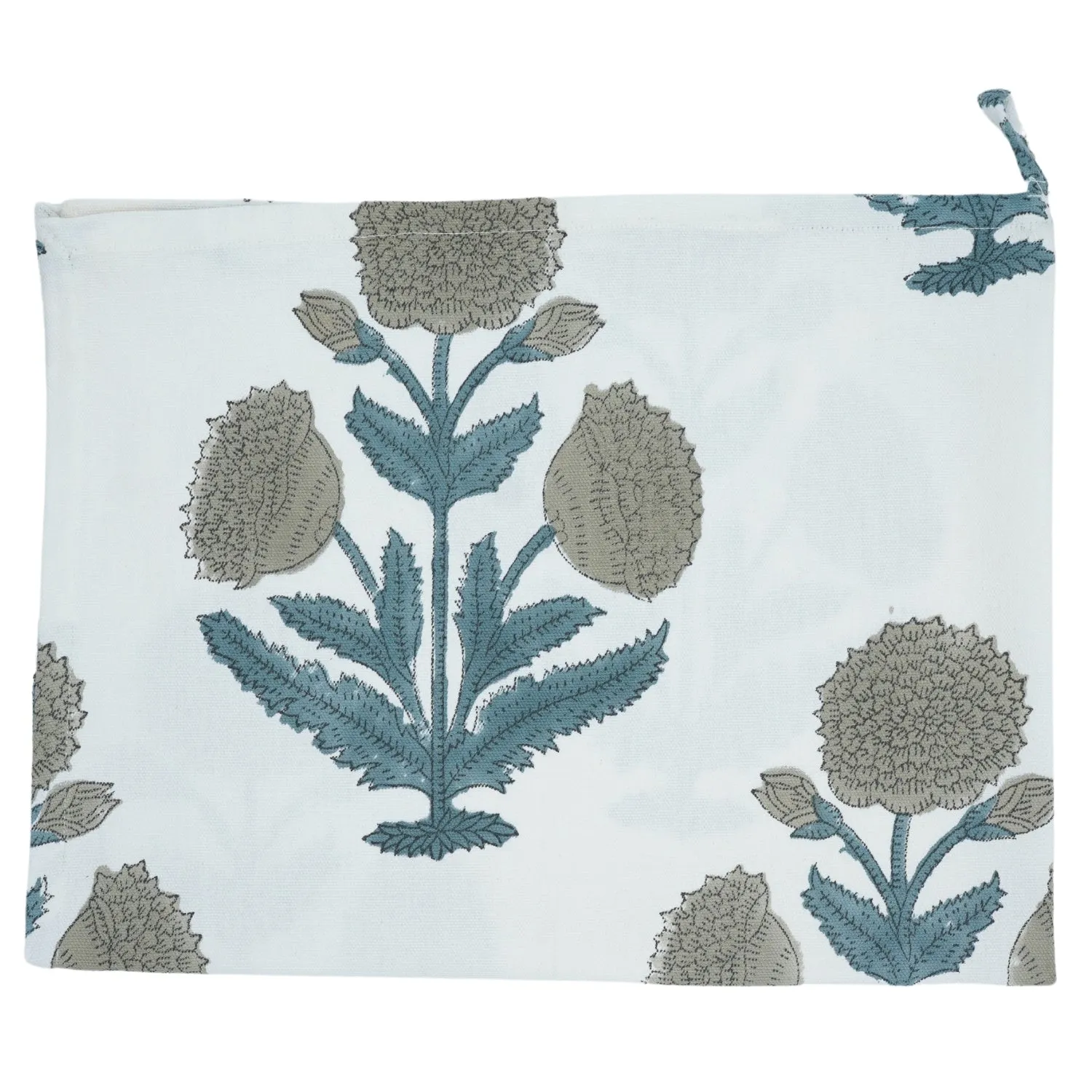 Set Of 4 Floral Grey Block Printed Table Napkin-Badshah