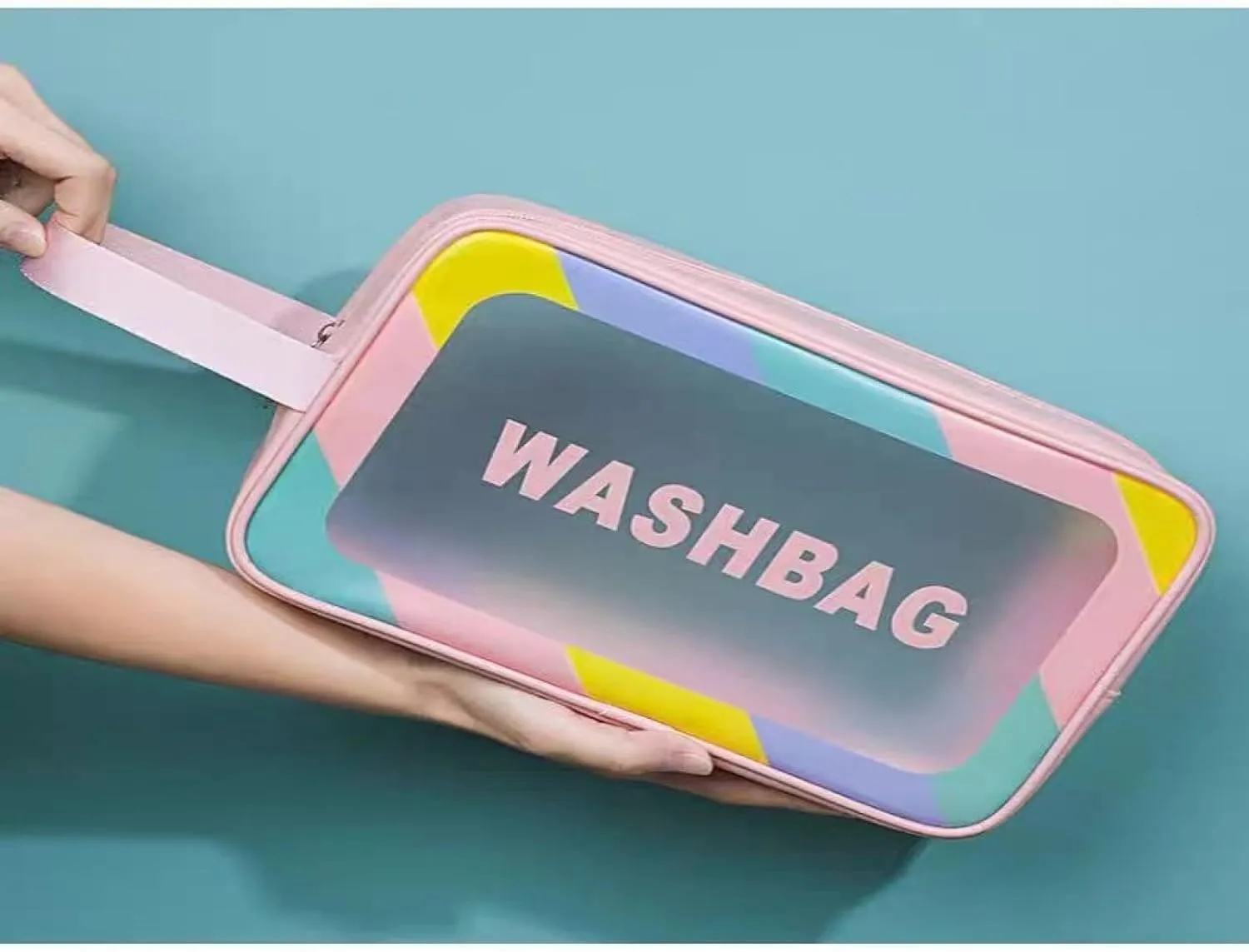 Set of 4 Women's Multifunctional Cosmetic Bags with a large capacity for travel and storage of makeup brushes and toiletries. It has a wet and dry separation design