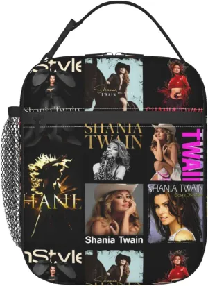 Shania Great Artist Twain Insulated Lunch Bag Reusable Lunch Tote Bag Zipper Cooler Bag Meal Holder Lunch Container with Detachable Buckle Handle Lightweight Lunch Handbag for Sport