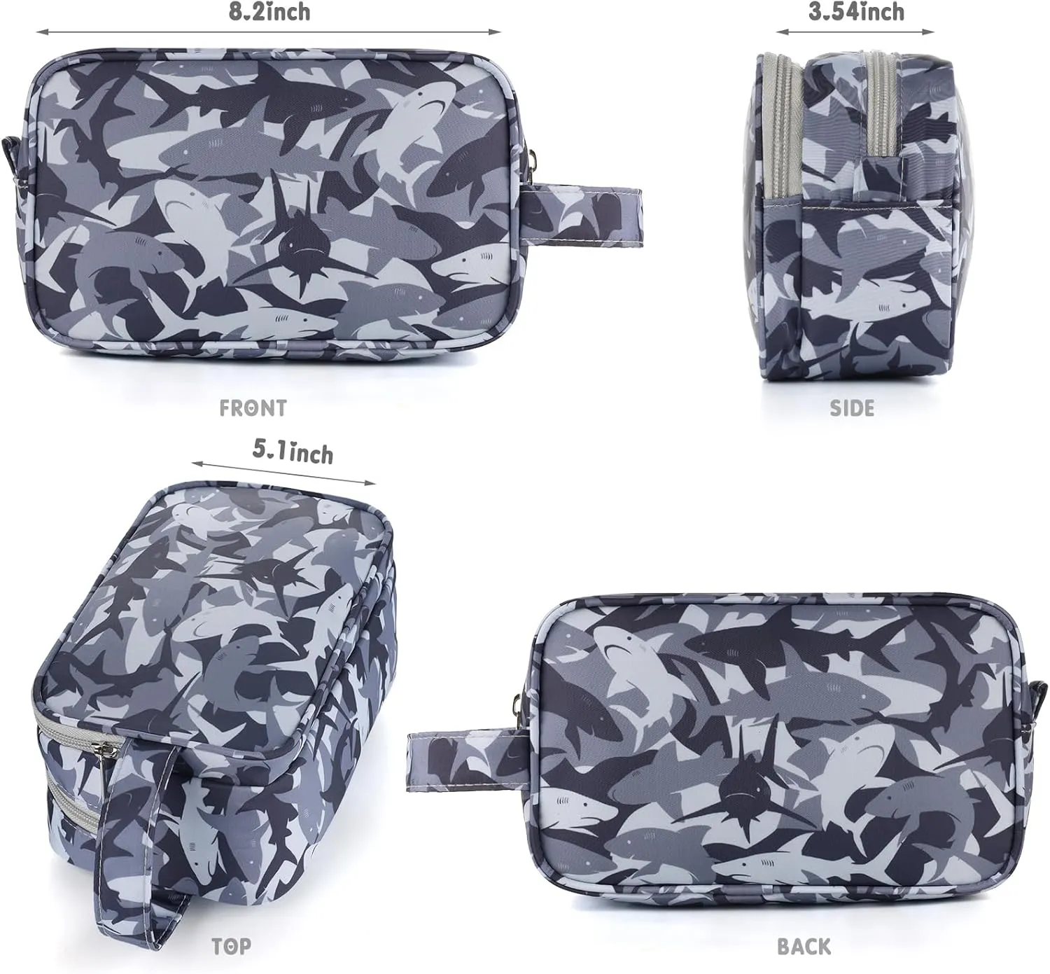 Shark Kids Toiletry Bag for Boys, Travel Toiletry Bag for Little Young Boys Waterproof Hanging Wash Bag Toddler Traveling Toiletries, Camo Black