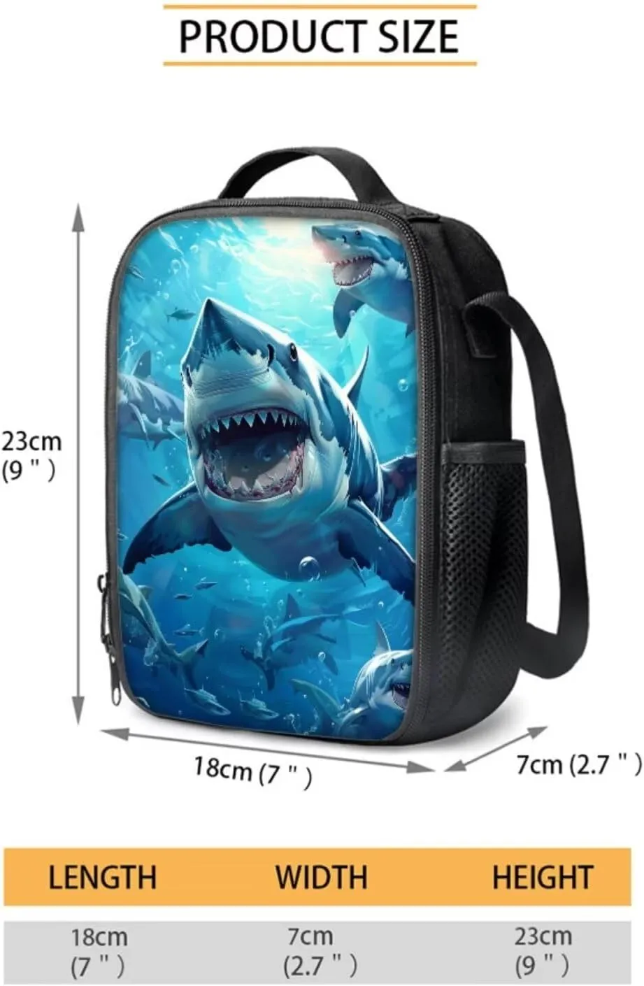 Shark Toddler Boy Backpack with Water Bottle Lightweight School Bag for Kids 7-9 Years Boys Waterproof Keep Warm Meal Bag Lunch Box for School Students