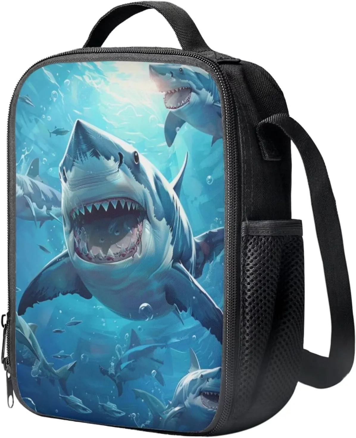Shark Toddler Boy Backpack with Water Bottle Lightweight School Bag for Kids 7-9 Years Boys Waterproof Keep Warm Meal Bag Lunch Box for School Students