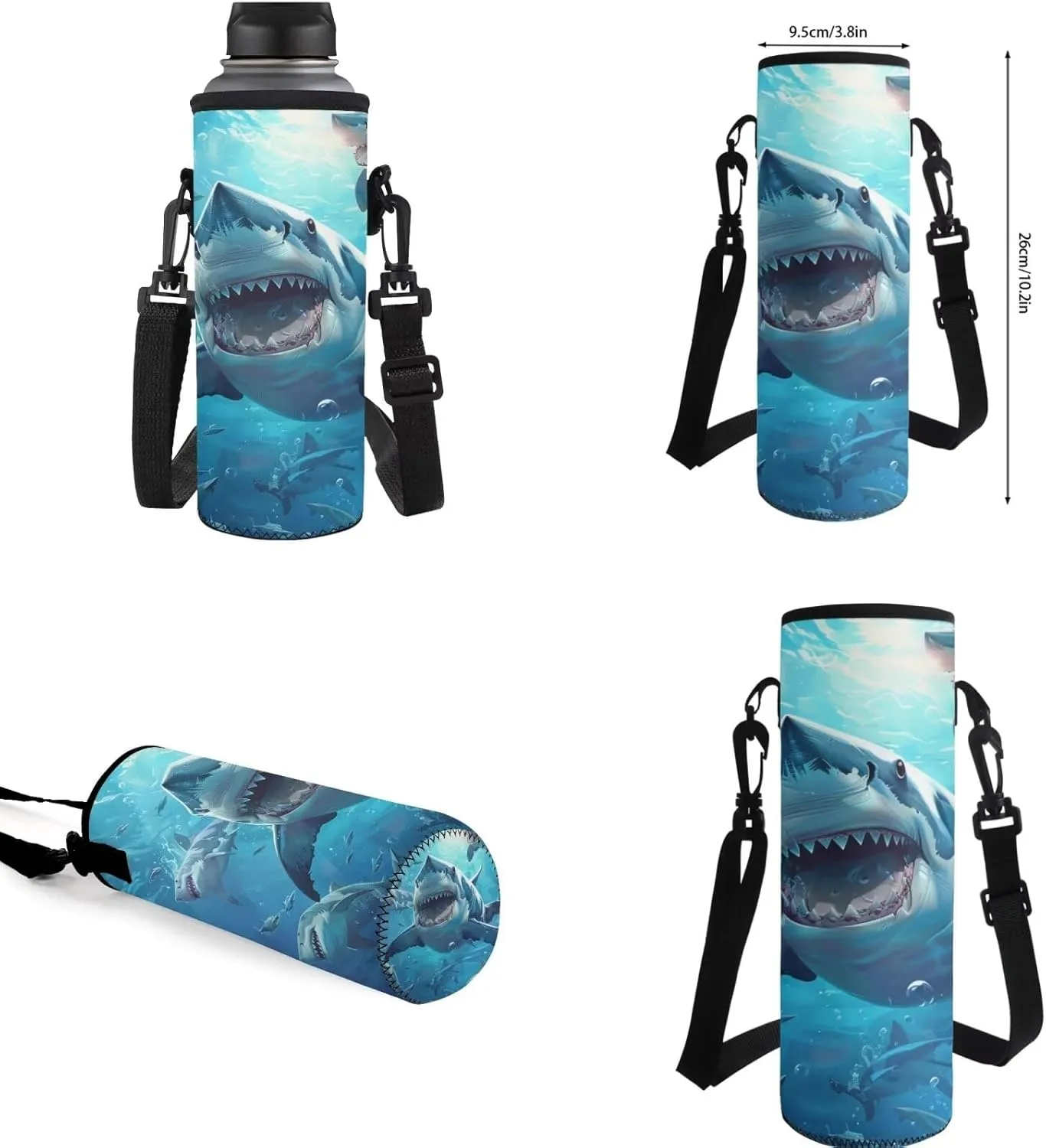 Shark Toddler Boy Backpack with Water Bottle Lightweight School Bag for Kids 7-9 Years Boys Waterproof Keep Warm Meal Bag Lunch Box for School Students