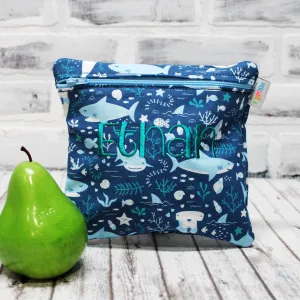 Sharks and Seaweed Personalized Reusable Food Bag