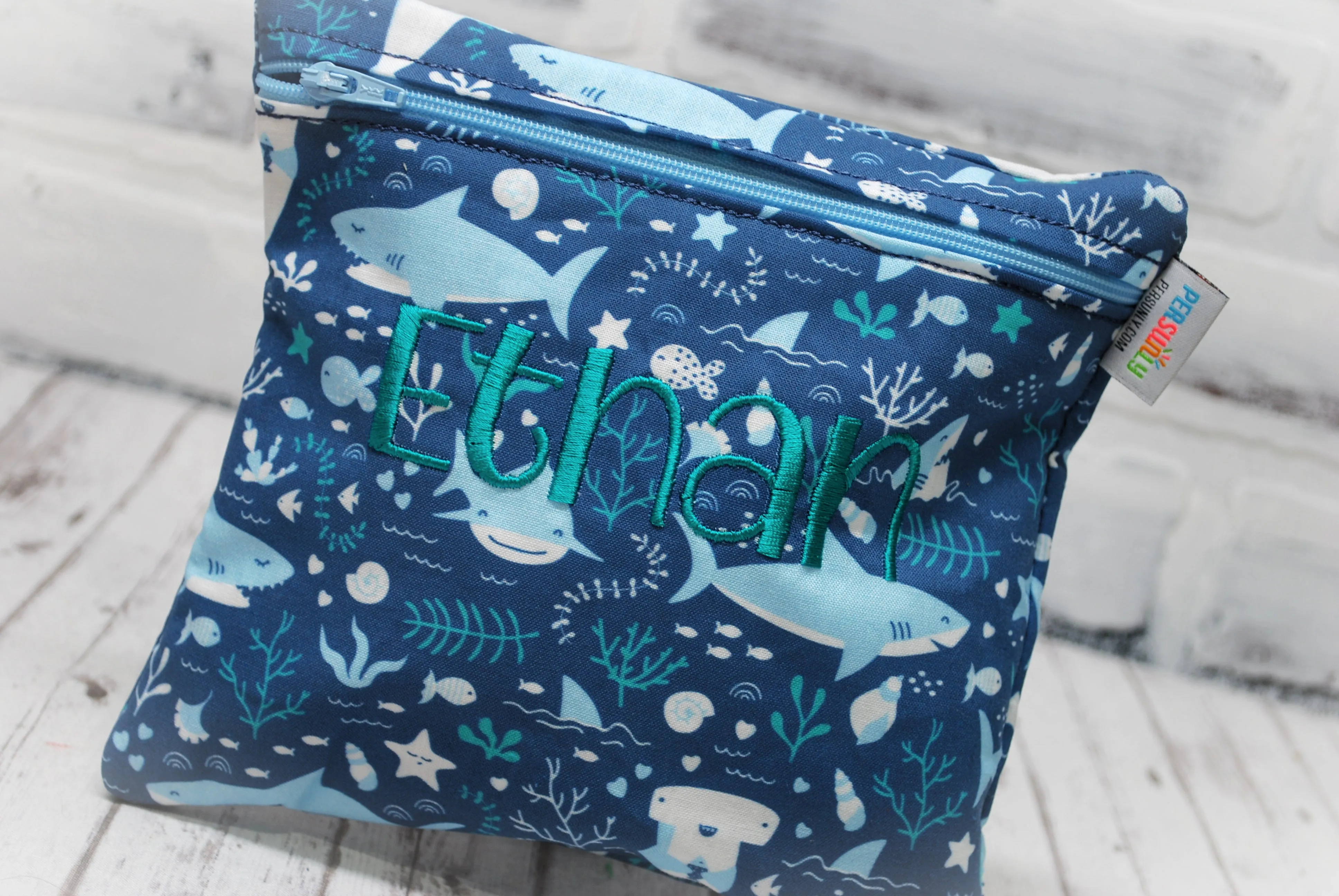 Sharks and Seaweed Personalized Reusable Food Bag