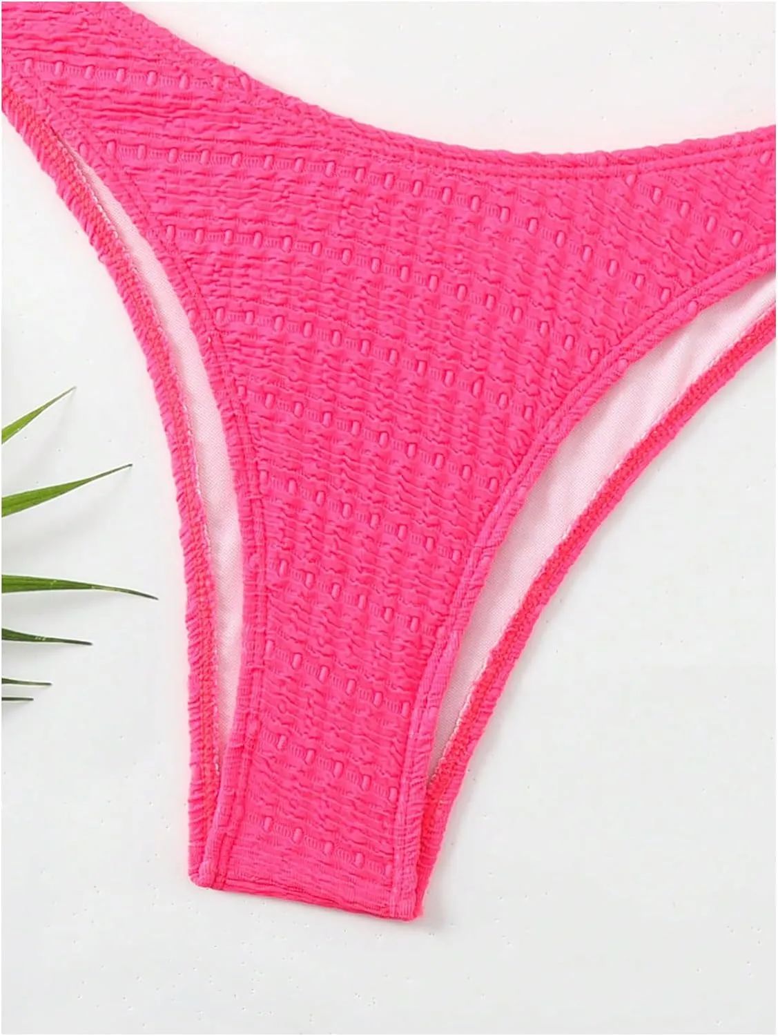 SHENHE Women's 2 Piece Bikini Set Summer Solid Ring Strapless Textured Bathingsuit