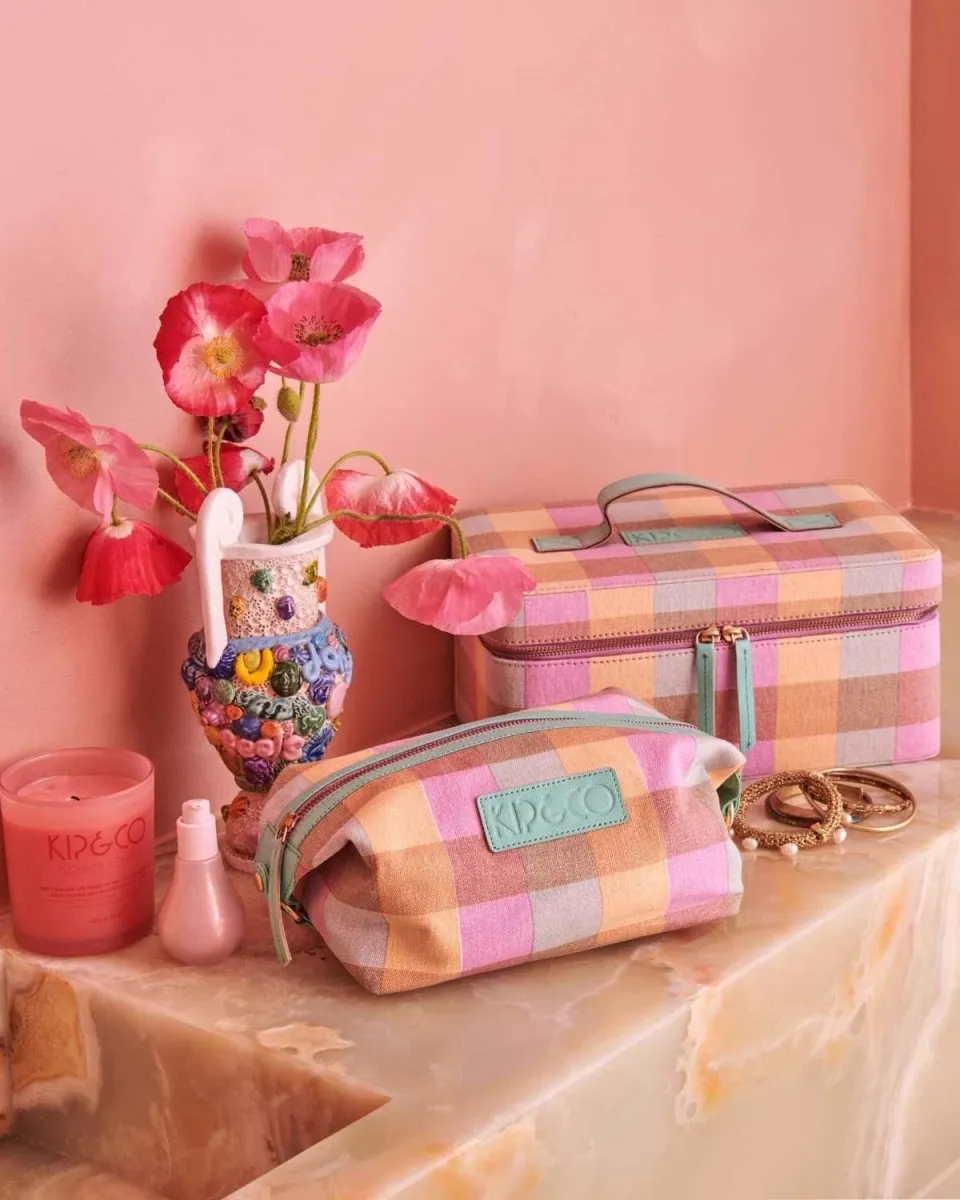 Sherbet Tartan Toiletry Bag - Kip & Co