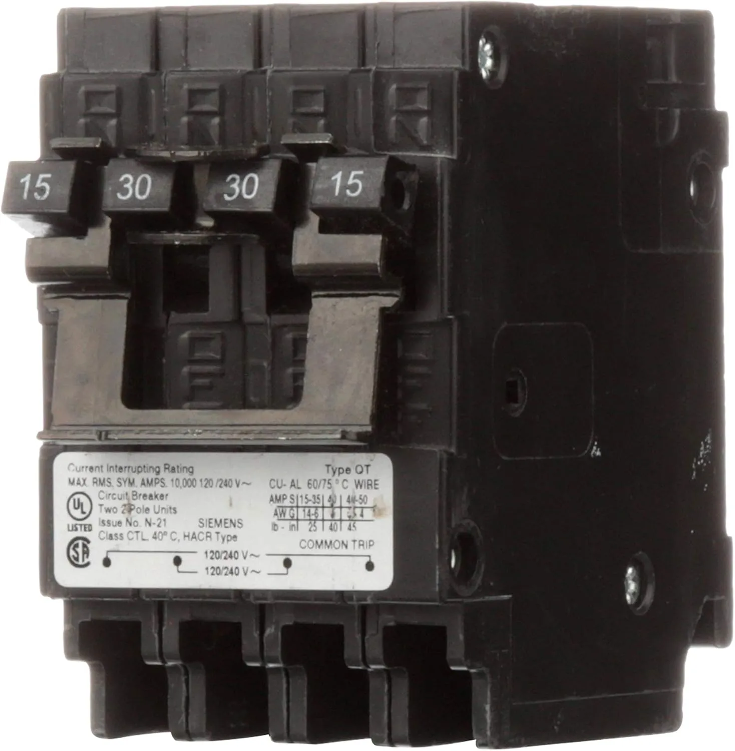SIEMENS Q21530CT2 15A 240V 4P 10K NEW QUAD