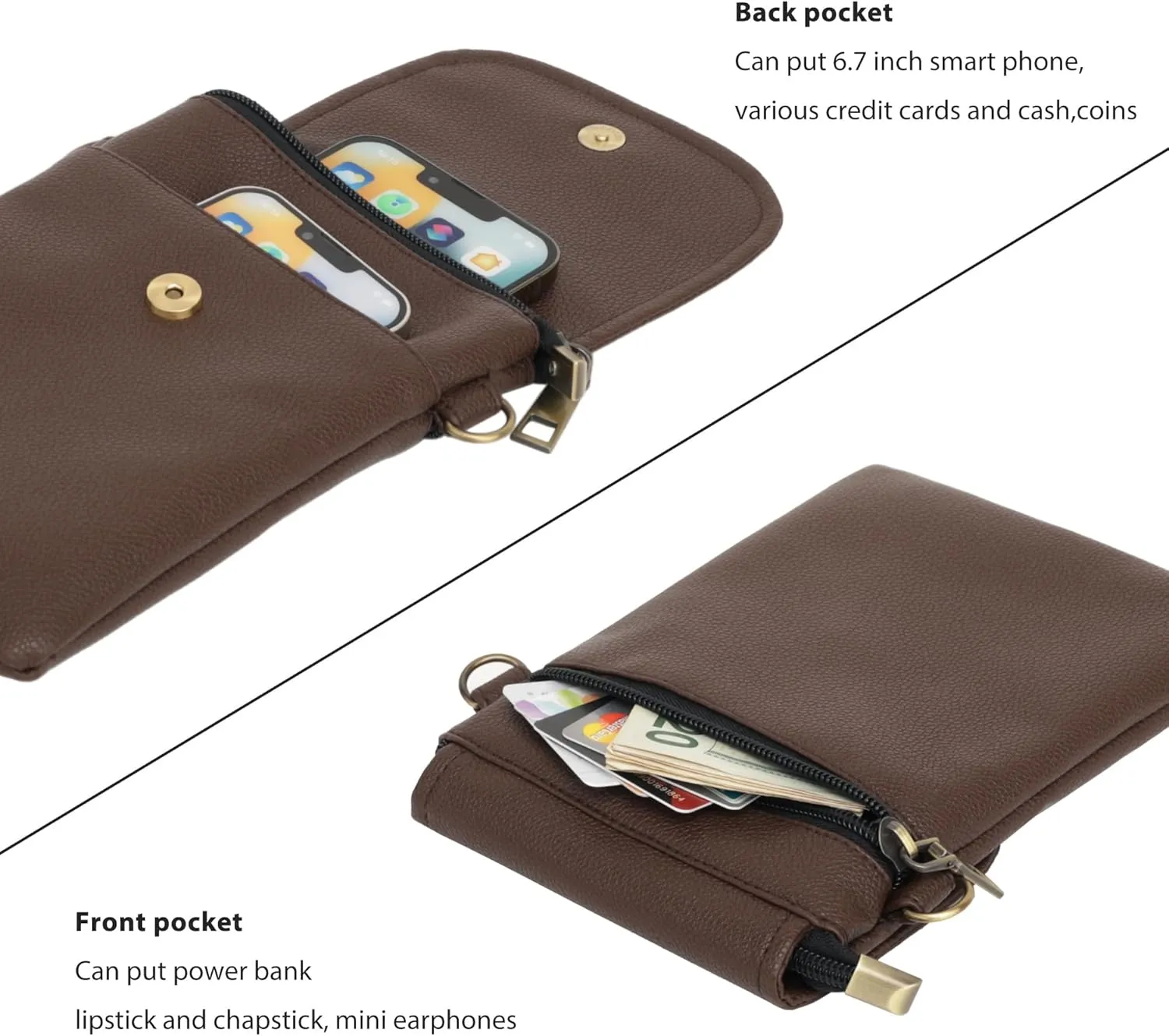 SILKAREA Vegan Lychee Leather Small Crossbody Bags for Women Cell Phone Purse Wallet Bag Adjustable Strap