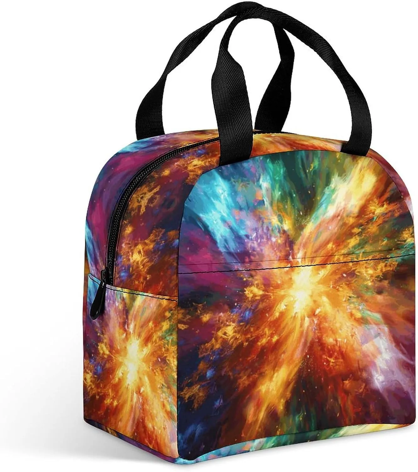 Simple Lunch Bag,Explosion Abstract Style Print Large Lunch Bag with Pocket,office Lunch Bag,foldable Lunch Bag