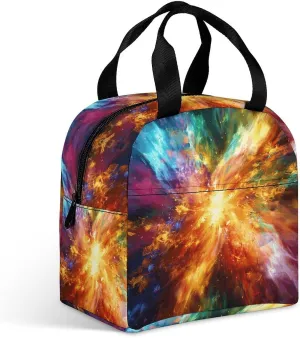 Simple Lunch Bag,Explosion Abstract Style Print Large Lunch Bag with Pocket,office Lunch Bag,foldable Lunch Bag