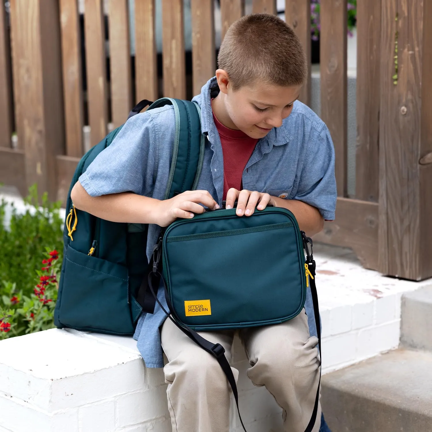 Simple Modern Hadley with Shoulder Strap | Lunch Box for Kids, Teens, and Adults | Insulated Bag for Girls, Boys, Women, Men | Meal Containers with Exterior and Interior Pockets | Ponderosa