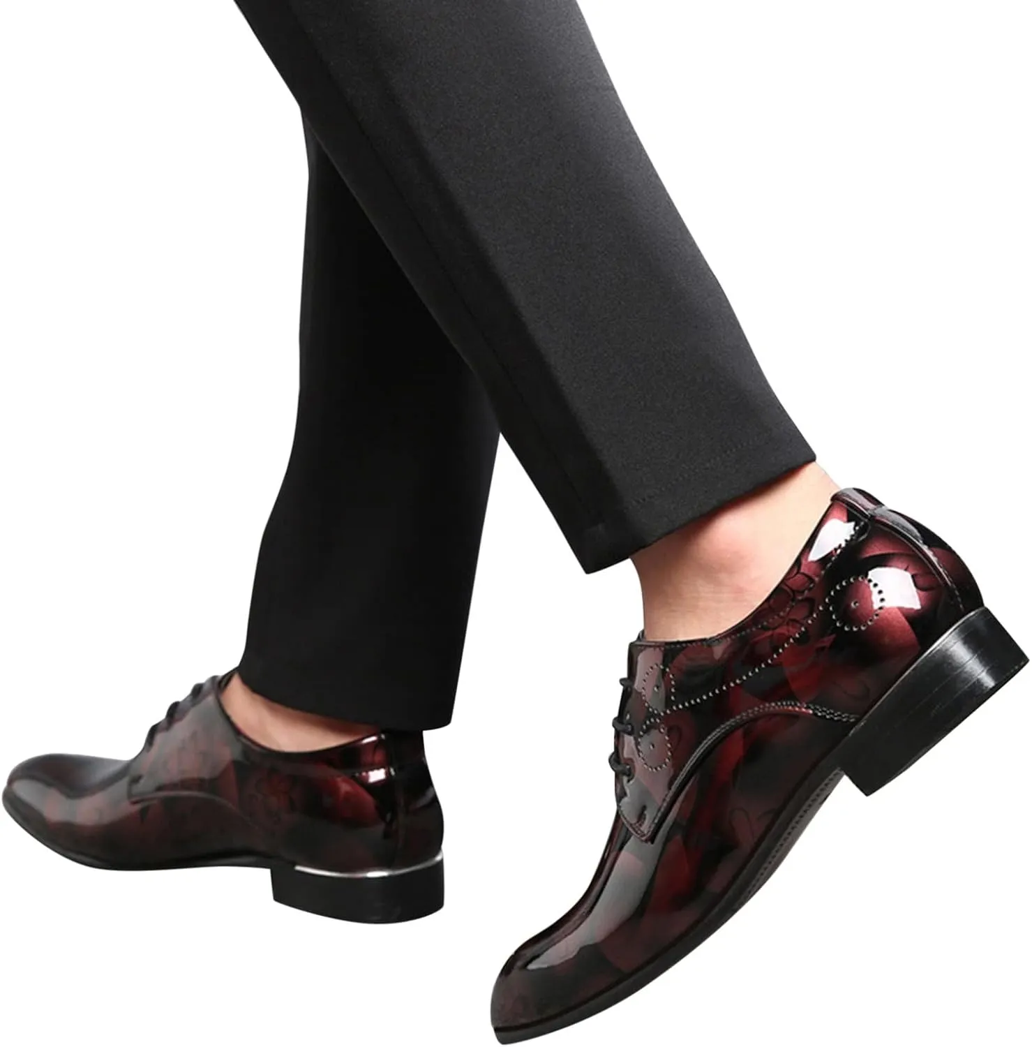 Slip on Leather Shoes for Men Classical Style Shoes for Men Slip On PU Leather Leather High Top Shoes for Men (Wine, 11)