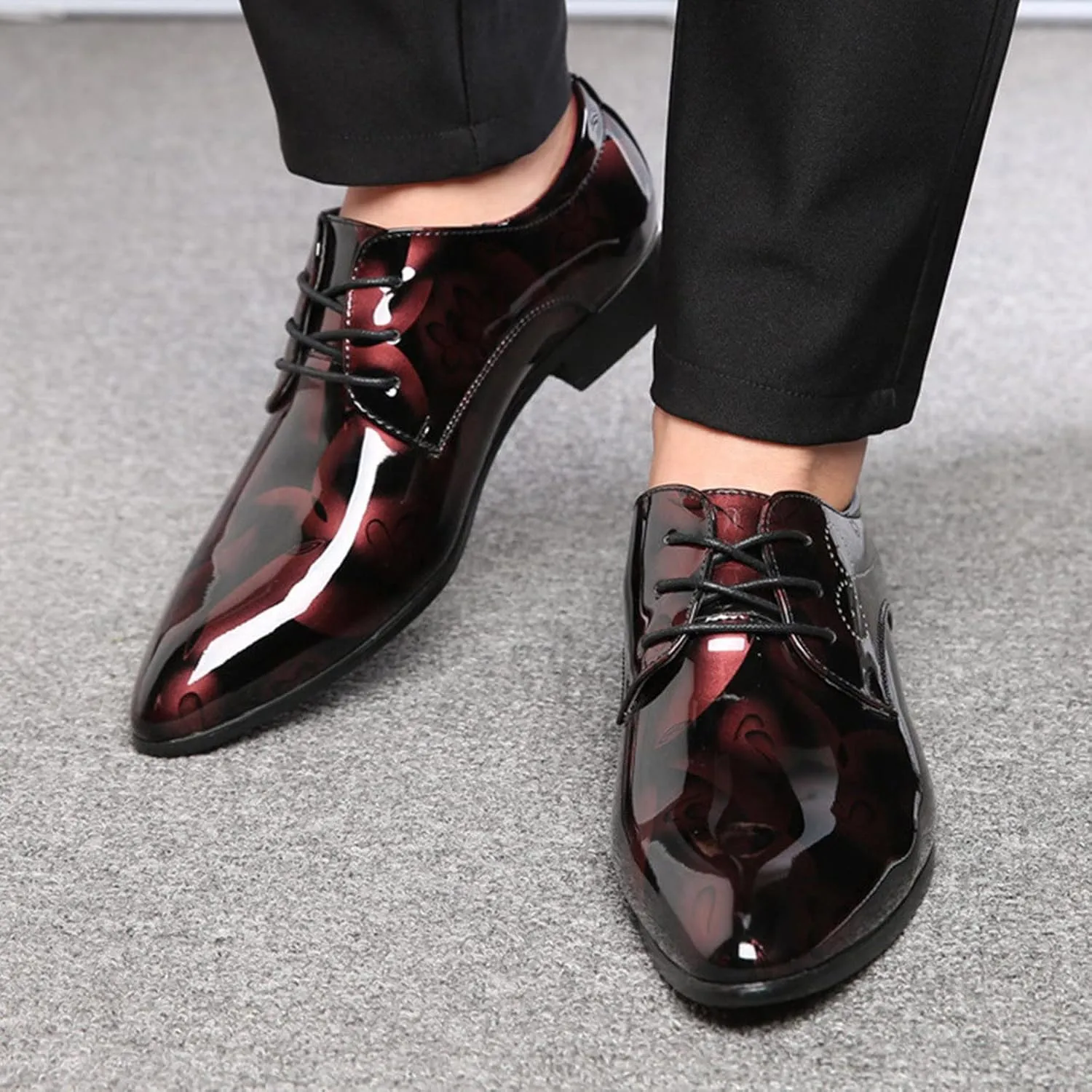 Slip on Leather Shoes for Men Classical Style Shoes for Men Slip On PU Leather Leather High Top Shoes for Men (Wine, 11)