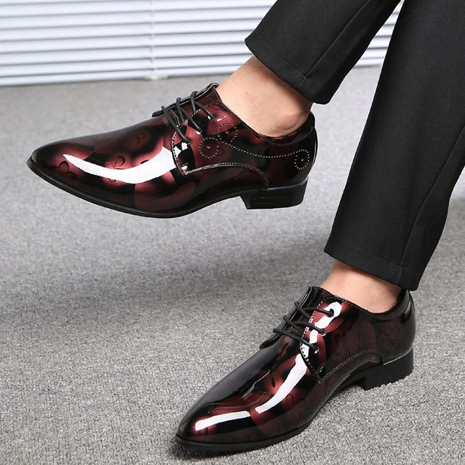 Slip on Leather Shoes for Men Classical Style Shoes for Men Slip On PU Leather Leather High Top Shoes for Men (Wine, 11)