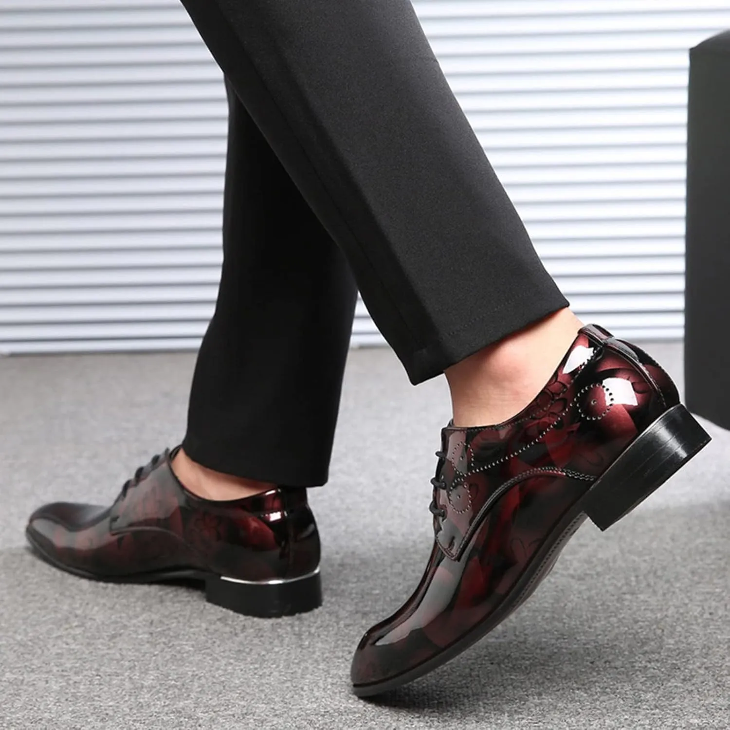 Slip on Leather Shoes for Men Classical Style Shoes for Men Slip On PU Leather Leather High Top Shoes for Men (Wine, 11)