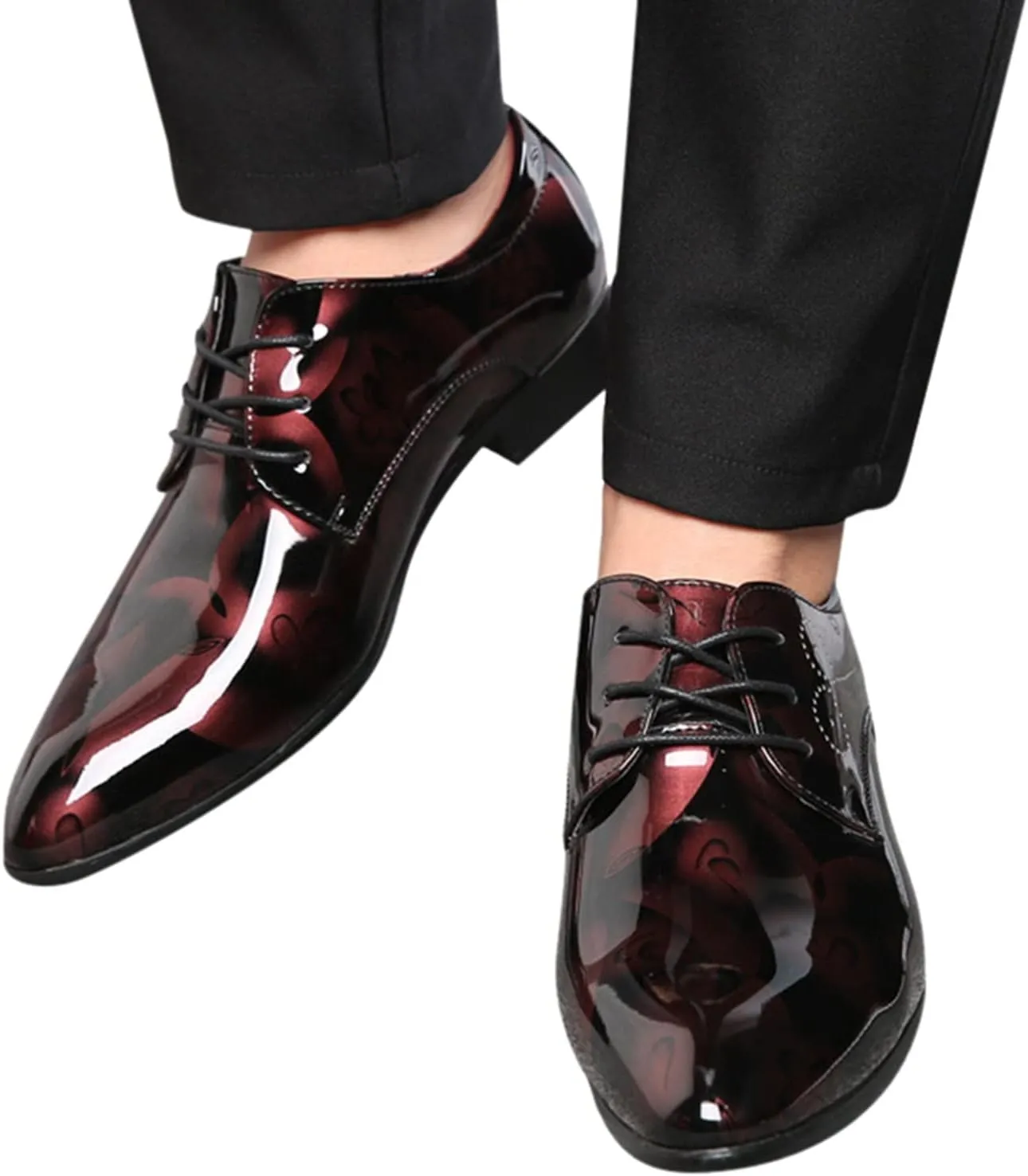 Slip on Leather Shoes for Men Classical Style Shoes for Men Slip On PU Leather Leather High Top Shoes for Men (Wine, 11)