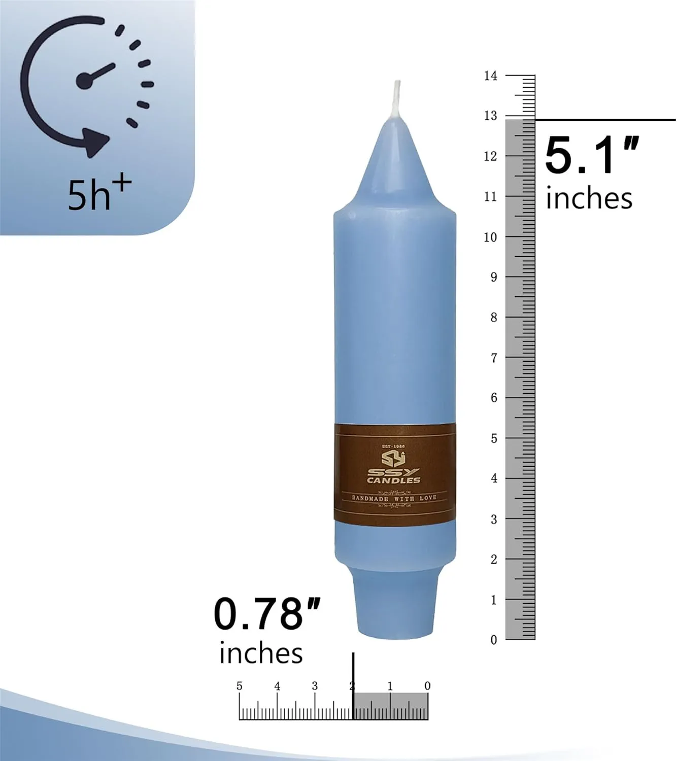 Small Candlesticks Short Taper Candle,5inches Grey Blue Candle Sticks Dripless Tapered Candles for Home Decor Weddings Festive Party Holiday,7D-GB