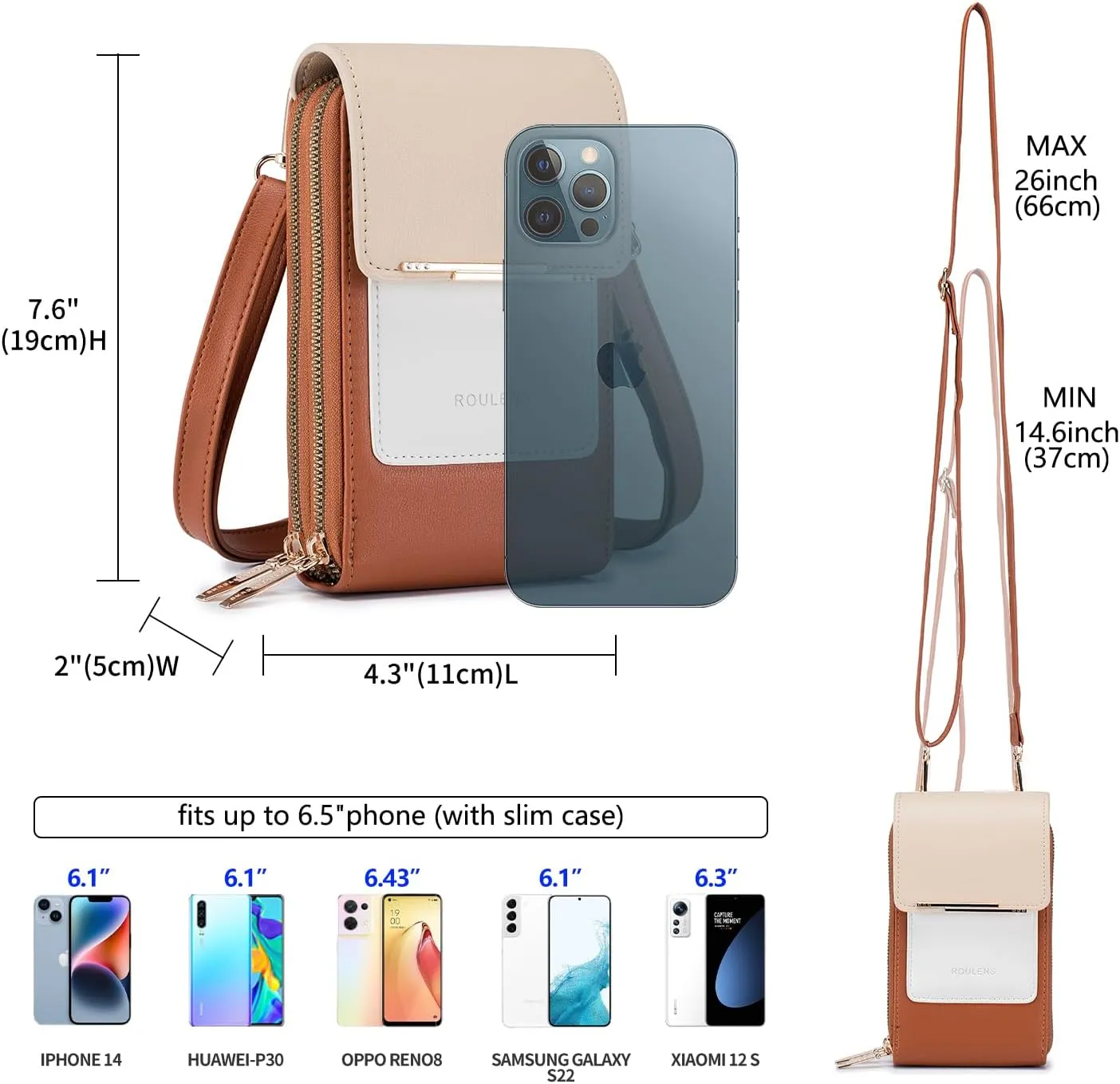 Small Crossbody Bag Cell Phone Purse for Women, Leather Shoulder Bag Wallet Purse with Credit Card Slots