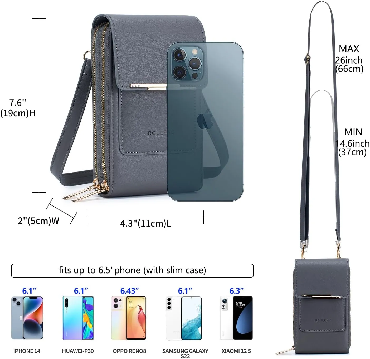 Small Crossbody Bag Cell Phone Purse for Women, Leather Shoulder Bag Wallet Purse with Credit Card Slots