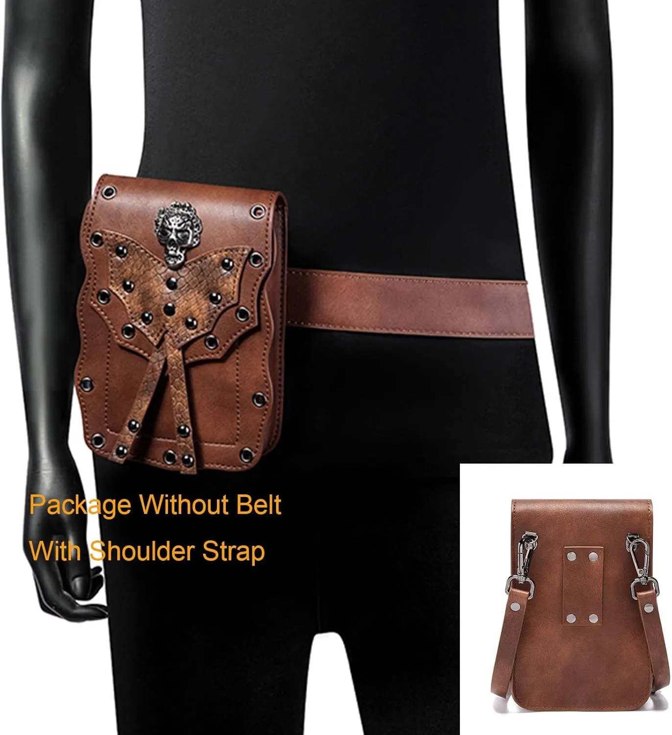 Small Crossbody Bag Phone Shoulder Purse Cute Owl Handbag Retro Renaissance Festival Accessory Gothic Waist Bag Belt Pouch