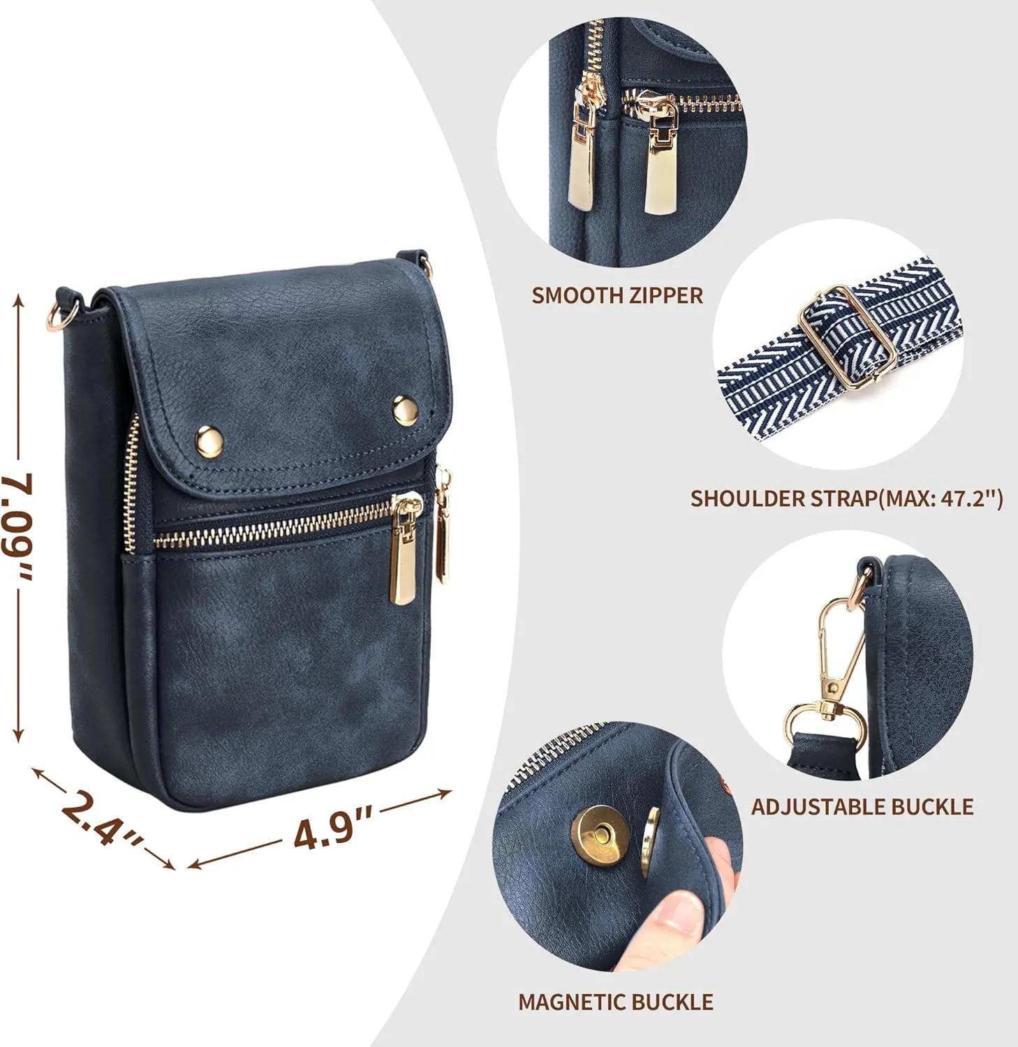 Small Crossbody Bags for Women, Cell Phone Wallet Purses with Card Slots and Adjustable Strap for Travel Casual