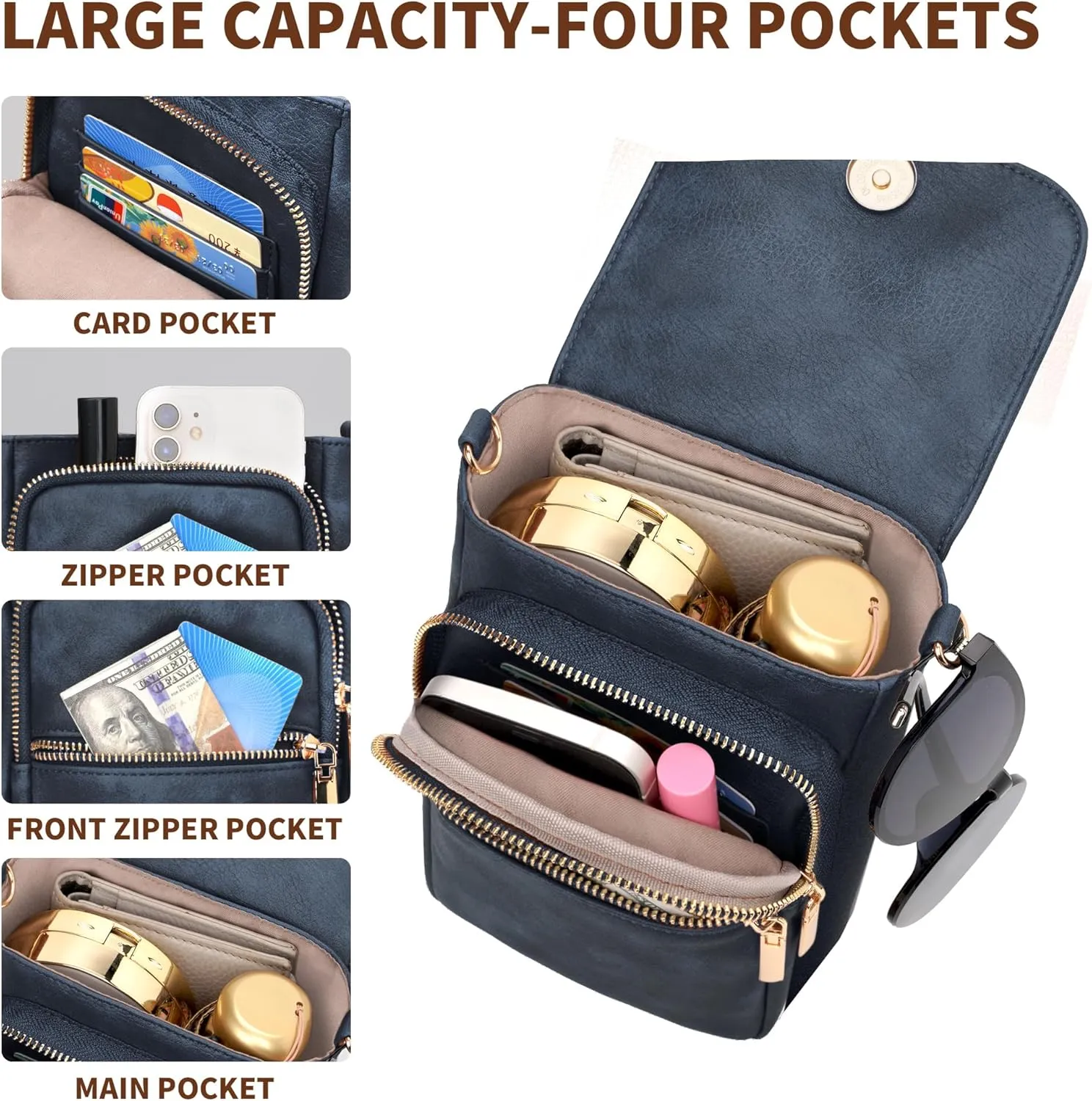 Small Crossbody Bags for Women, Cell Phone Wallet Purses with Card Slots and Adjustable Strap for Travel Casual