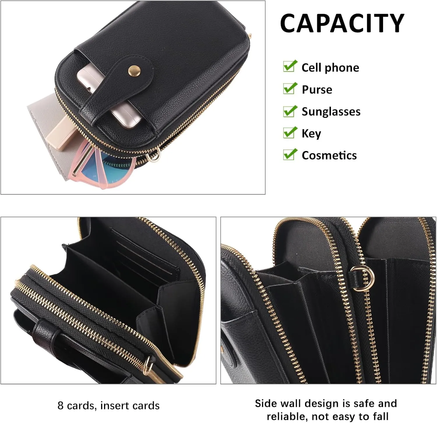 Small Crossbody Cell Phone Bag for Women, Mini Crossbody Wallet Phone Shoulder Handbag Purse with Credit Card Slots