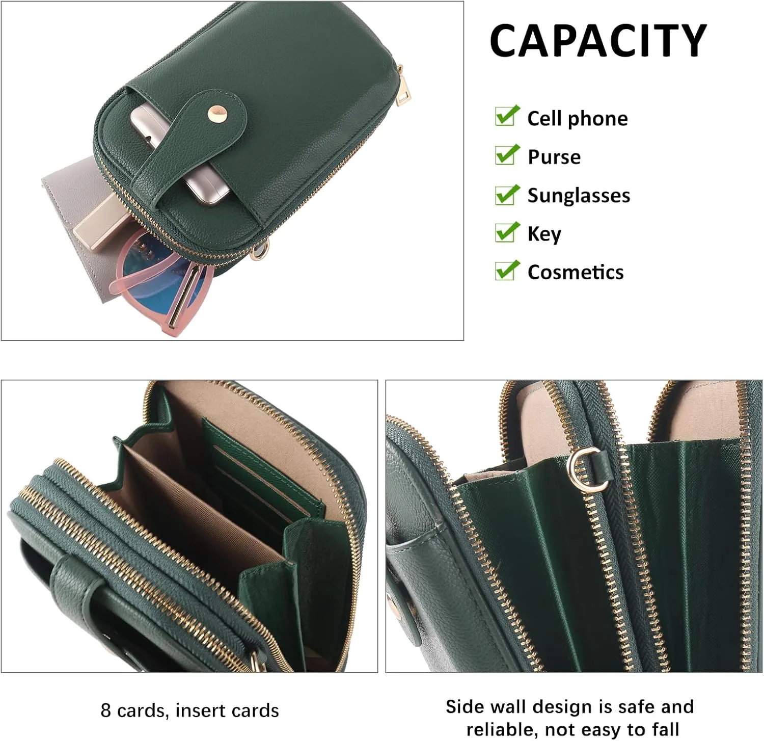 Small Crossbody Cell Phone Bag for Women, Mini Crossbody Wallet Phone Shoulder Handbag Purse with Credit Card Slots