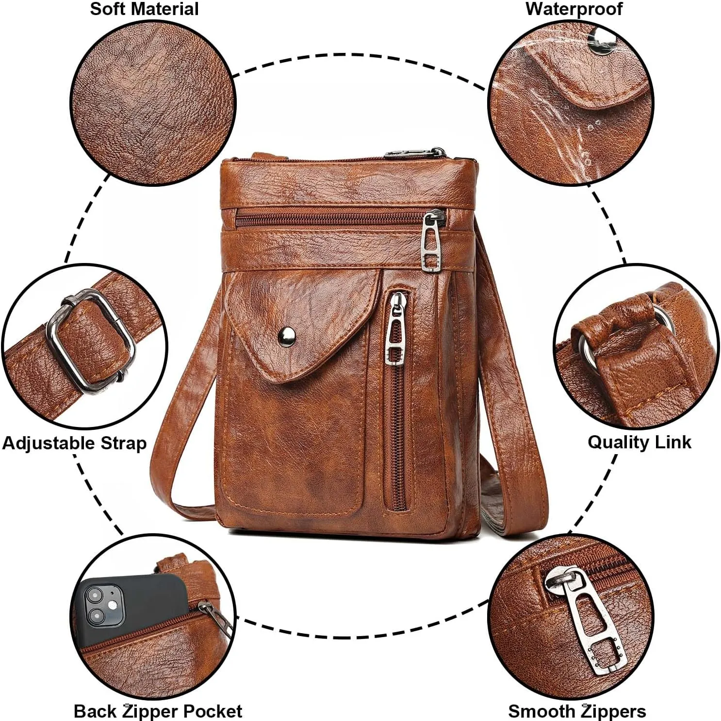 Small Crossbody Cell Phone Purse for Women, Mini Pu Leather Crossbody bag Wallet Pouch Shoulder Bag