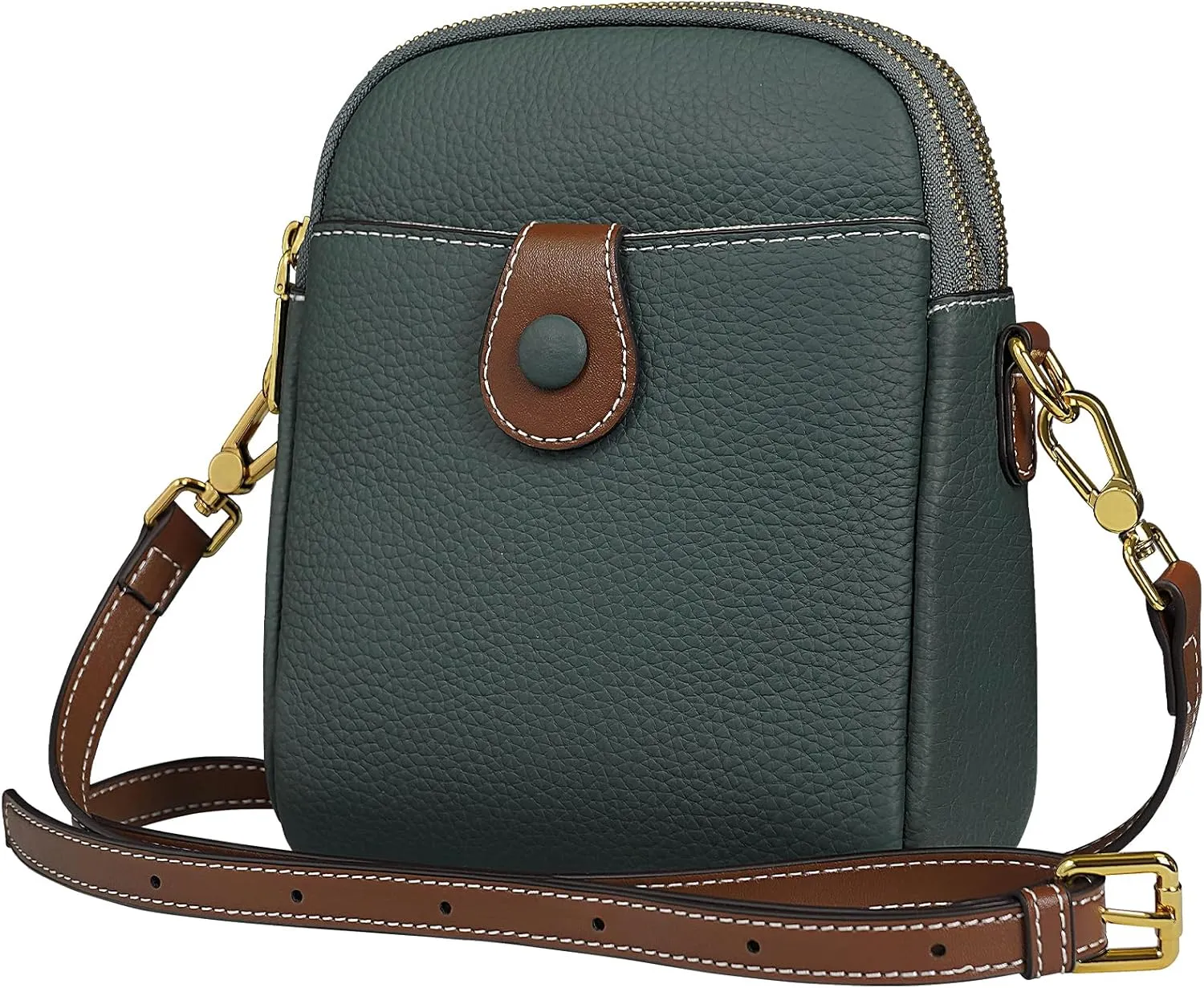 Small Leather Crossbody Cell Phone Purse for Women Blue with Credit Card Slots